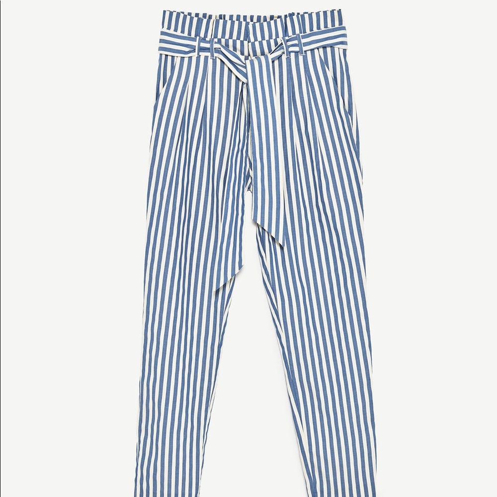Zara Blue & White Striped Pants